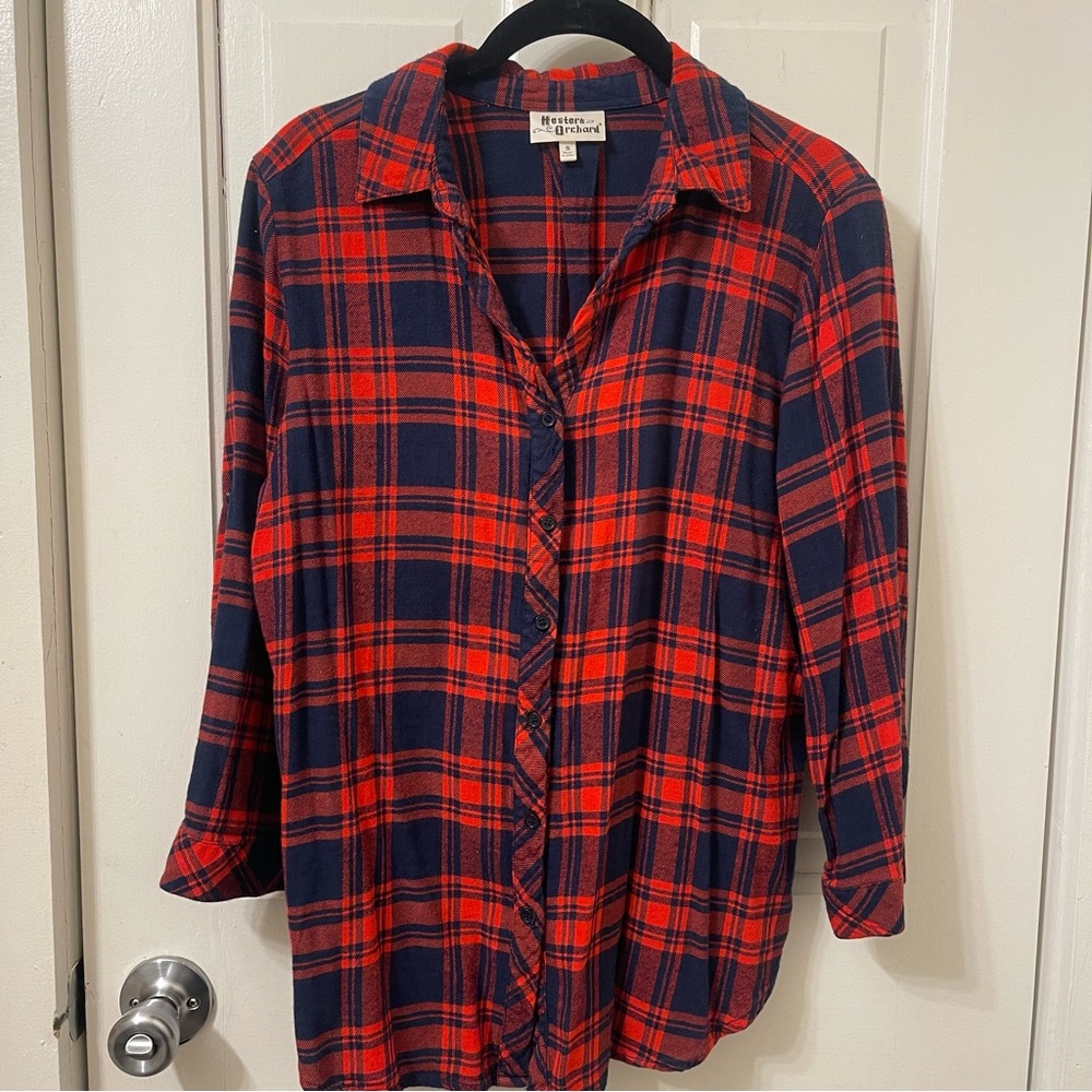 Red and Blue Plaid Women's Tunic
